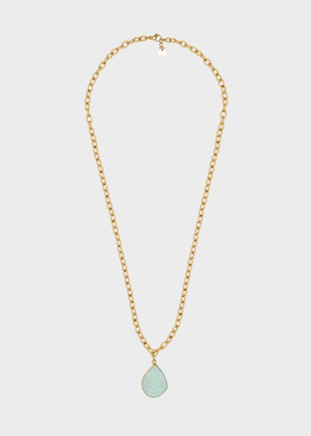 Nalí S.STEEL NECKLACE W/ L.BLUE NAT. STONE Vendita Economica
