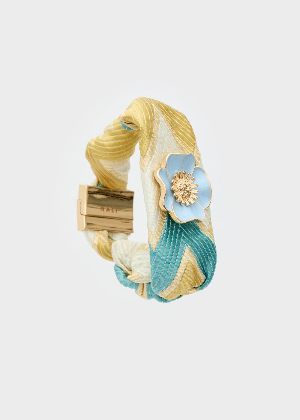 Nalí FABRIC BRACELET WITH L.BLUE FLOWER Saldi Di Fabbrica