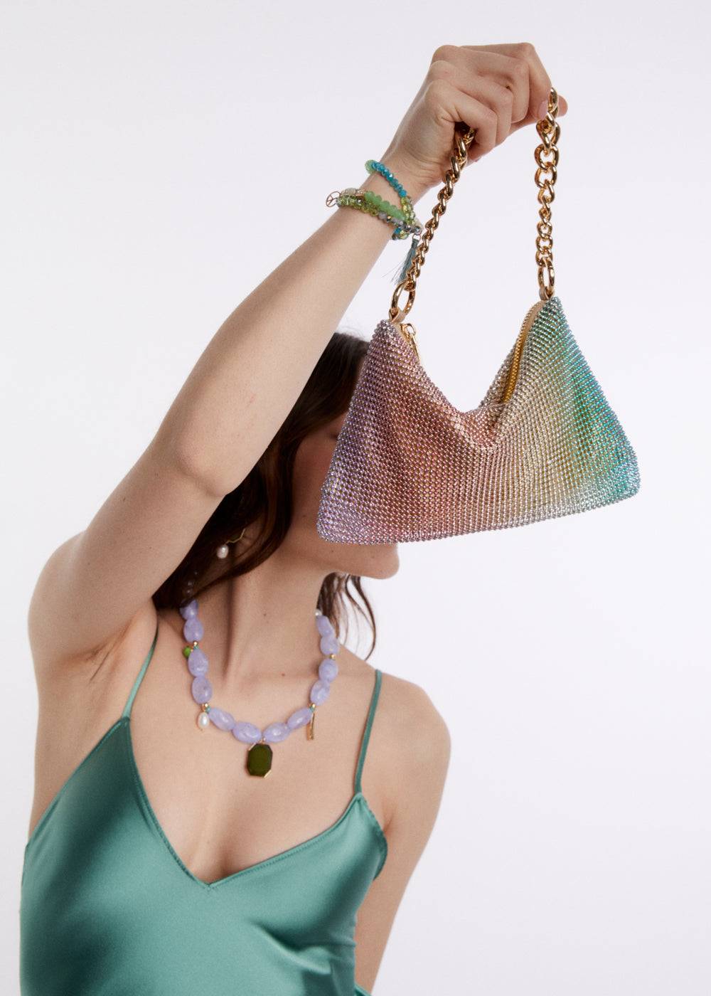 Nalí RAINBOW SHOULDER BAG W/ STONES + COLORS Italia