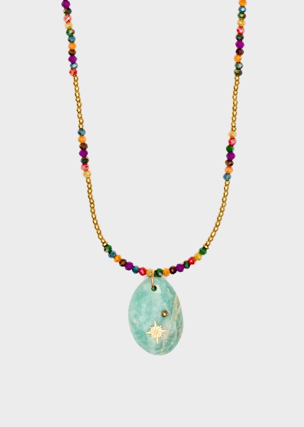 Nalí S.STEEL NECKLACE W/ TURQUOISE NAT. STONE Qualità