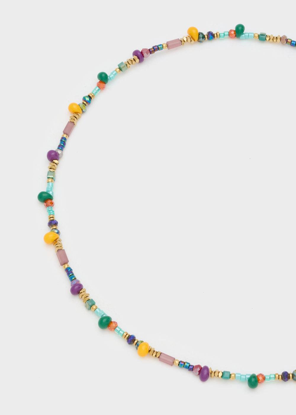 Nalí S.STEEL NECKLACE W/ PURPLE+YELLOW BEADS Consegna Veloce