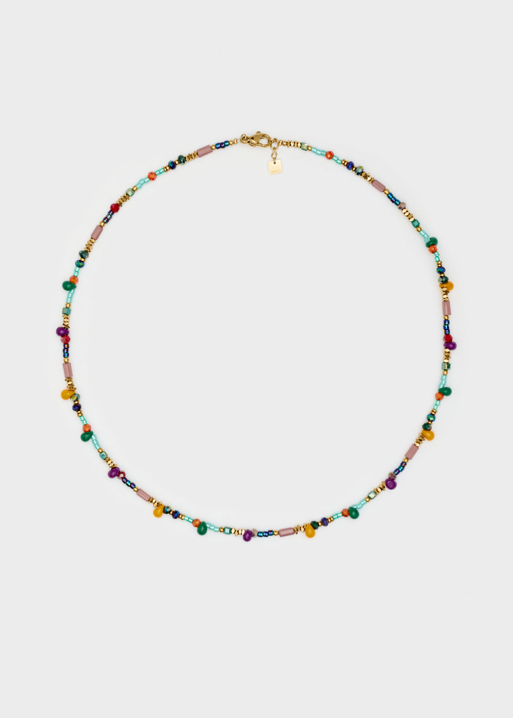 Nalí S.STEEL NECKLACE W/ PURPLE+YELLOW BEADS Consegna Veloce