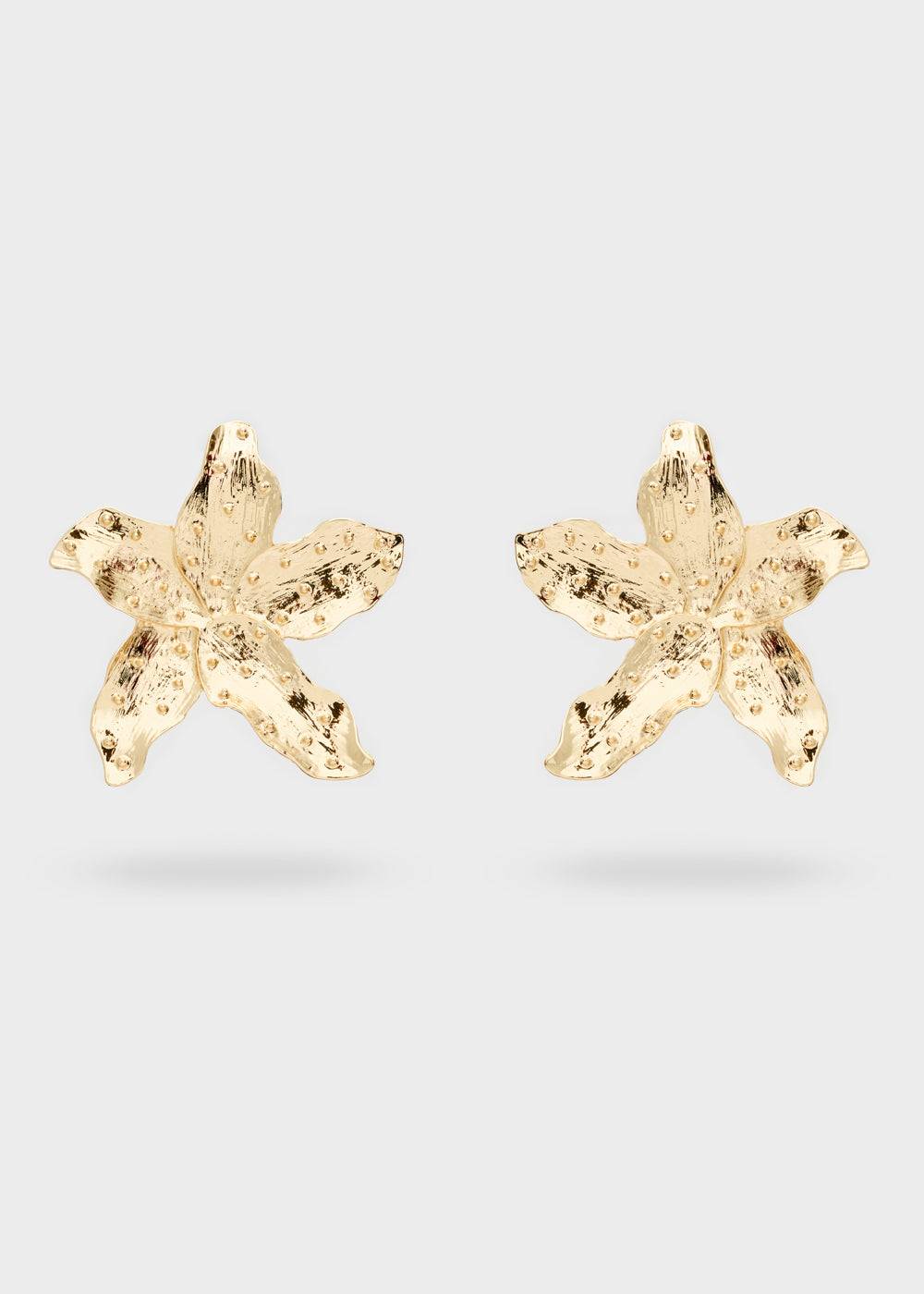 Nalí OVERSIZE EARRINGS W/ GOLD TROPICAL FLOWER Fino Al -60%