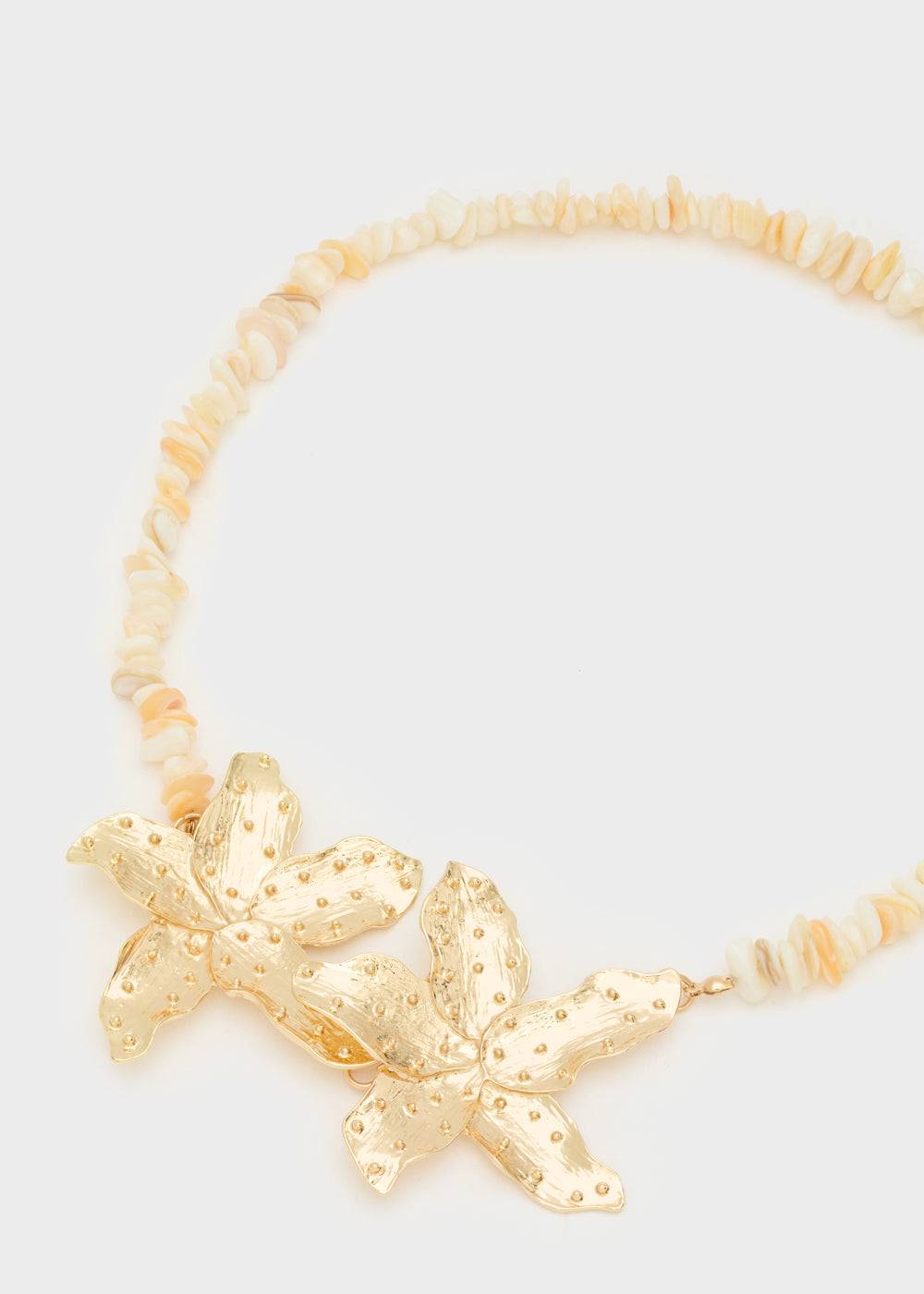Nalí NECKLACE W/ GOLD TROPICAL FLOWERS Convenienza