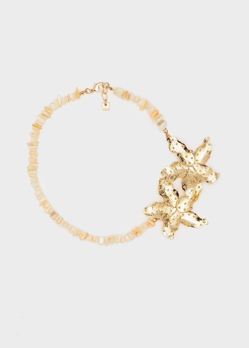 Nalí NECKLACE W/ GOLD TROPICAL FLOWERS Convenienza