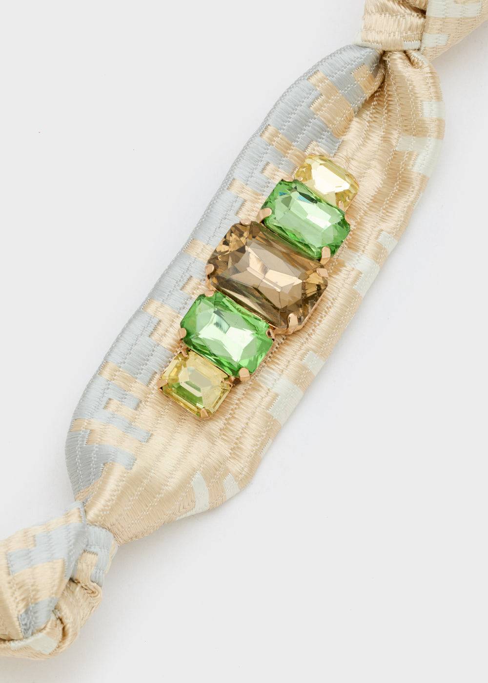 Nalí FABRIC BRACELET WITH GREEN STONES Sconto