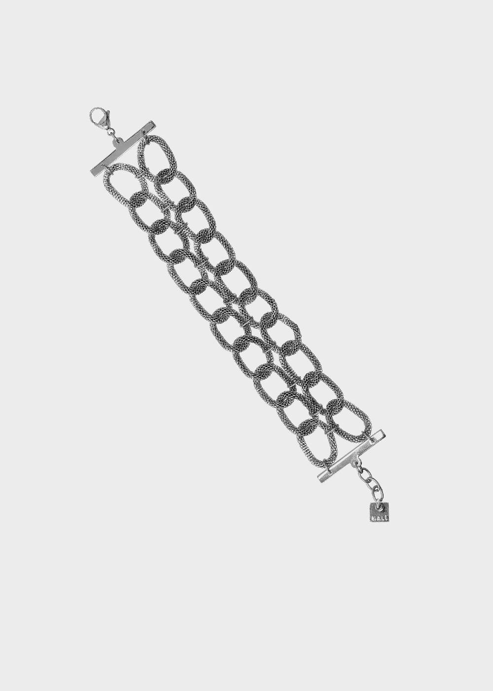 Nalí DIDI STAIN. STEEL DOUBLE CHAIN BRACELET SILVER In Saldo