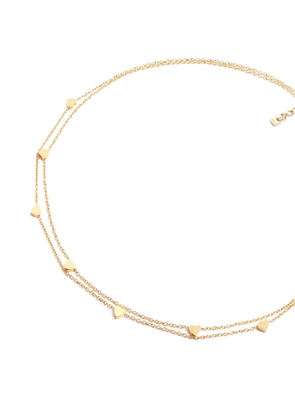 Nalí NECKLACE LEO DOUBLE CHAIN HEARTS GOLD COLOR Qualità Garantita