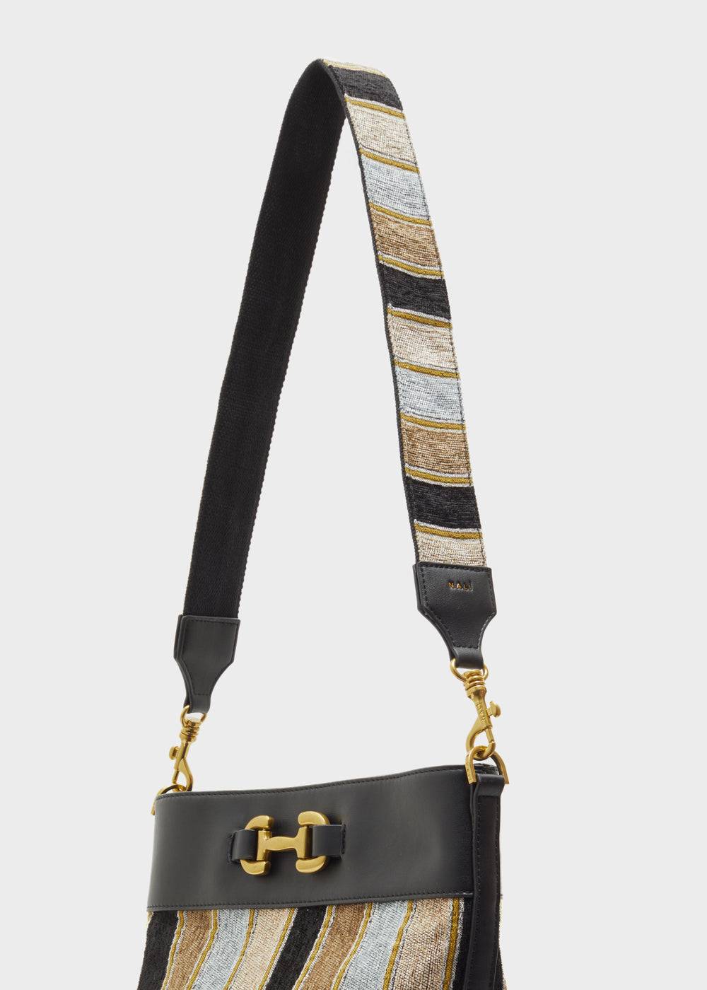 Nalí SALLY STRAP W/ TAUPE AND BLACK STRIPES Prezzo Ridotto