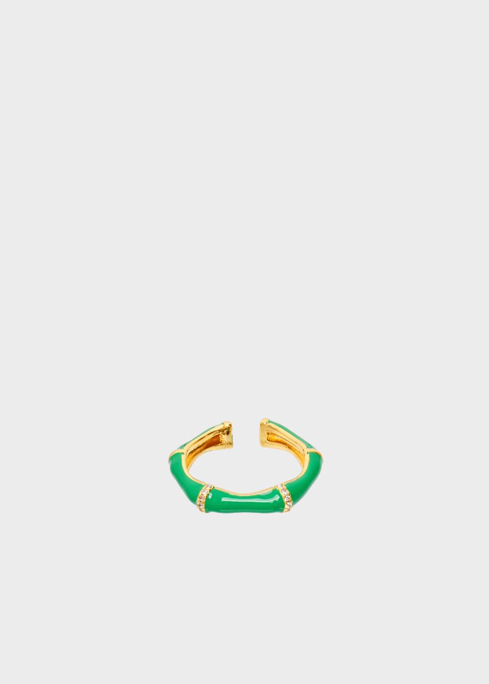 Nalí MERY ENAMEL RING GREEN WITH CRYSTALS Offerta