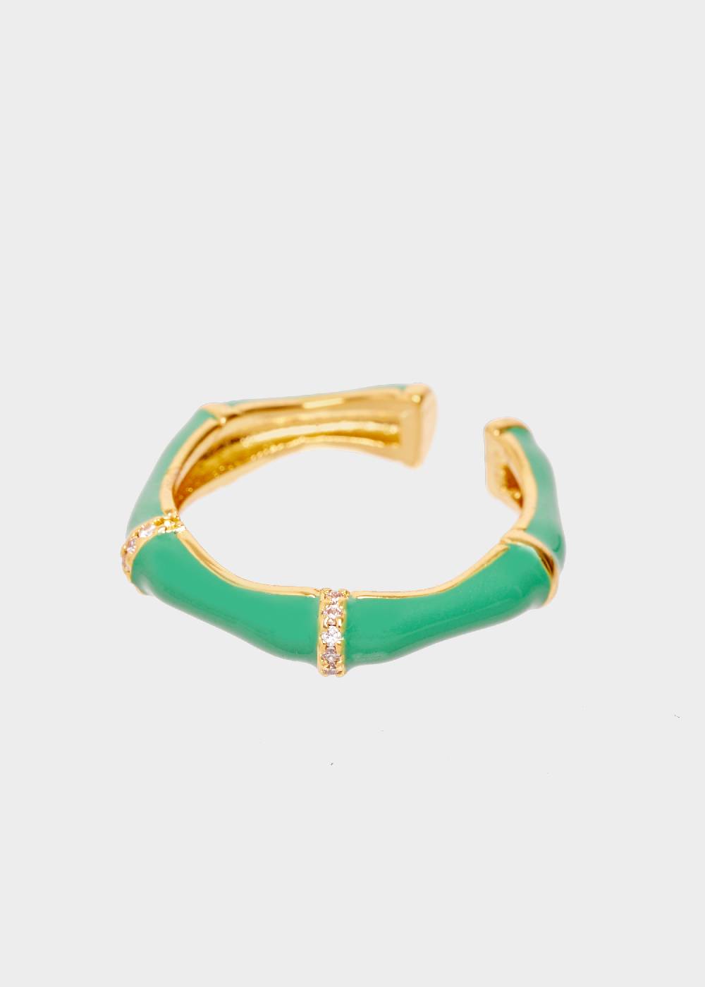 Nalí MERY ENAMEL RING GREEN WITH CRYSTALS Offerta