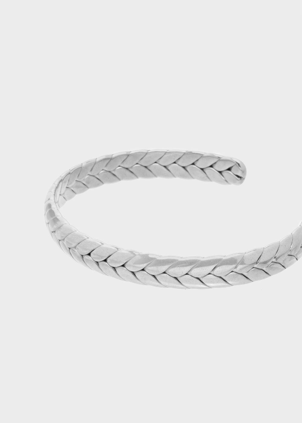 Nalí STAIN. STEEL SID LEAF RIGID BRACELET IN SILVER Vendita Economica