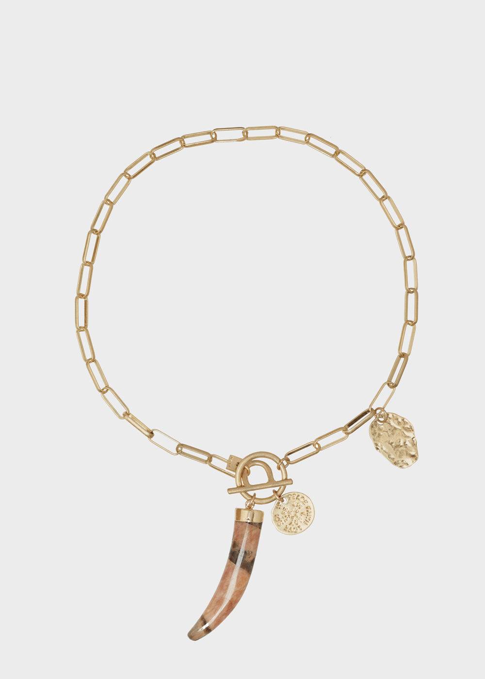 Nalí GOLD CHAIN NECKLACE W/ HORN CHARM Offerta speciale della fabbrica