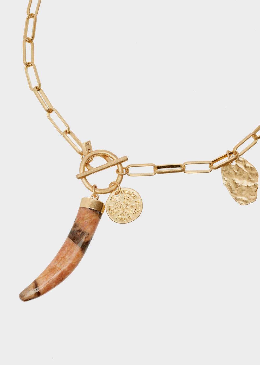 Nalí GOLD CHAIN NECKLACE W/ HORN CHARM Offerta speciale della fabbrica