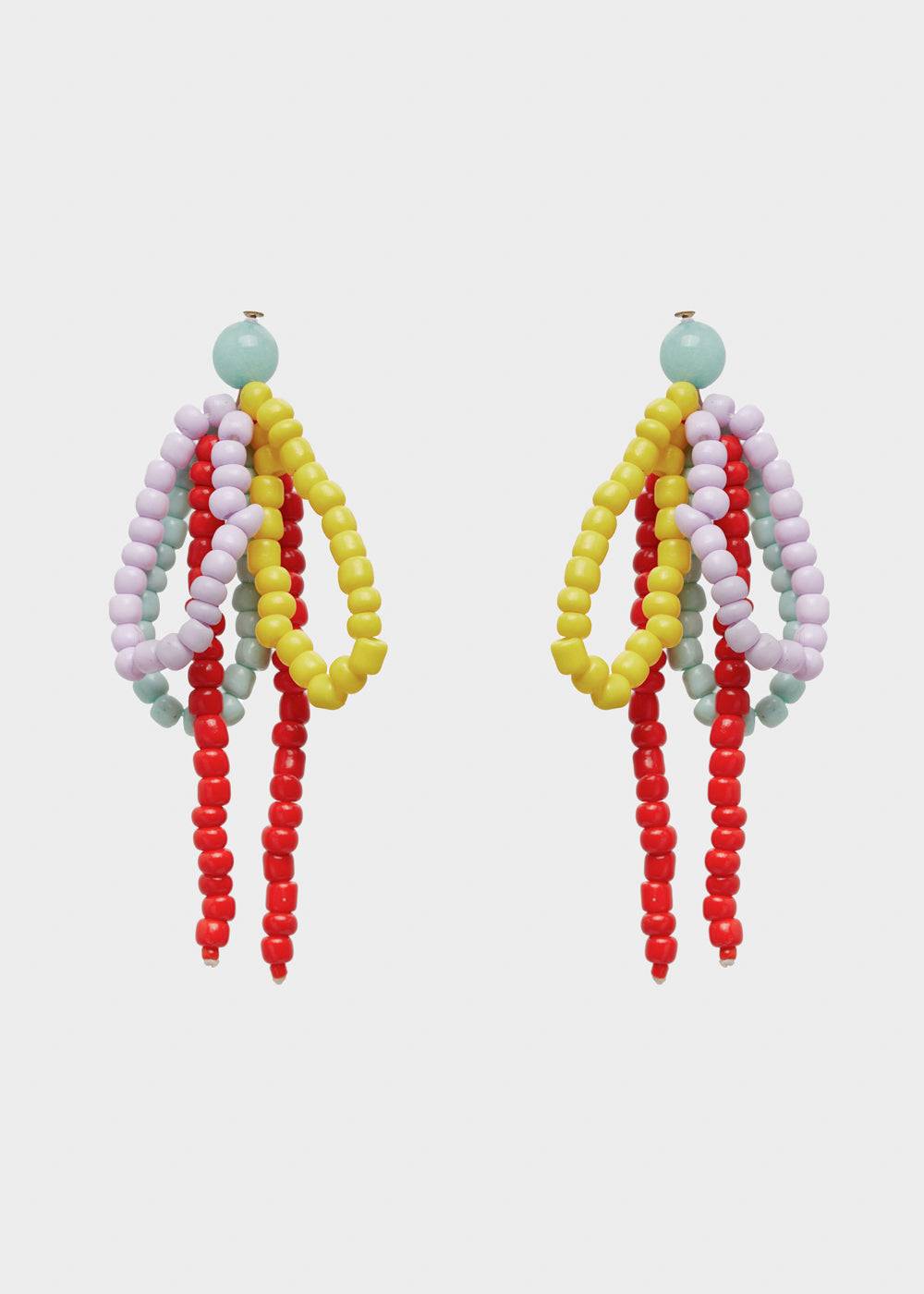 Nalí BETTA BOW EARRINGS W/ MULTICOLOR BEADS Nuova