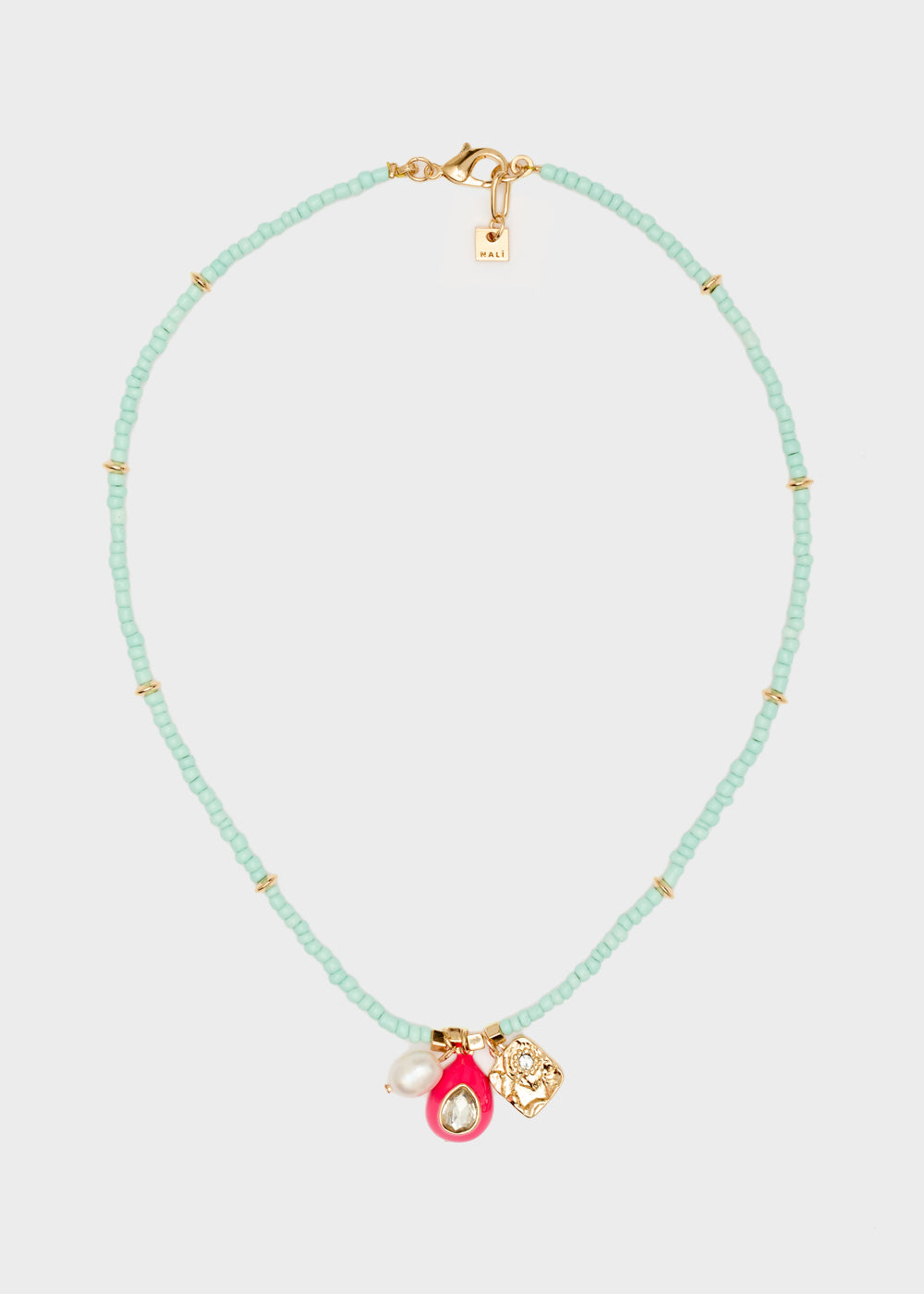 Nalí NECKLACE W/ L.BLUE BEADS+FUCHSIA PENDANT Negozi Online