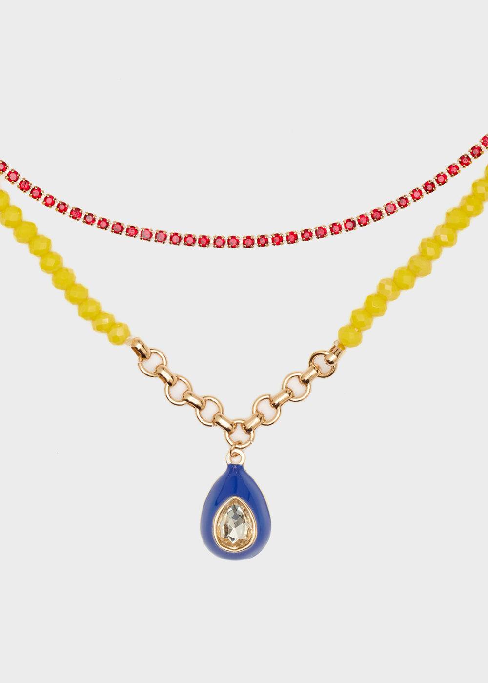 Nalí NECKLACE W/ YELLOW BEADS + BLUE PENDANT Acquista Ora