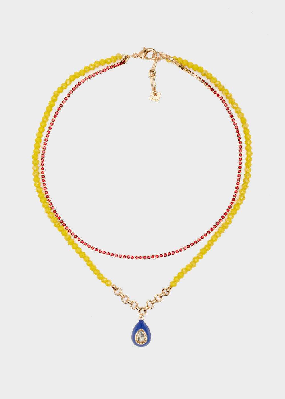 Nalí NECKLACE W/ YELLOW BEADS + BLUE PENDANT Acquista Ora