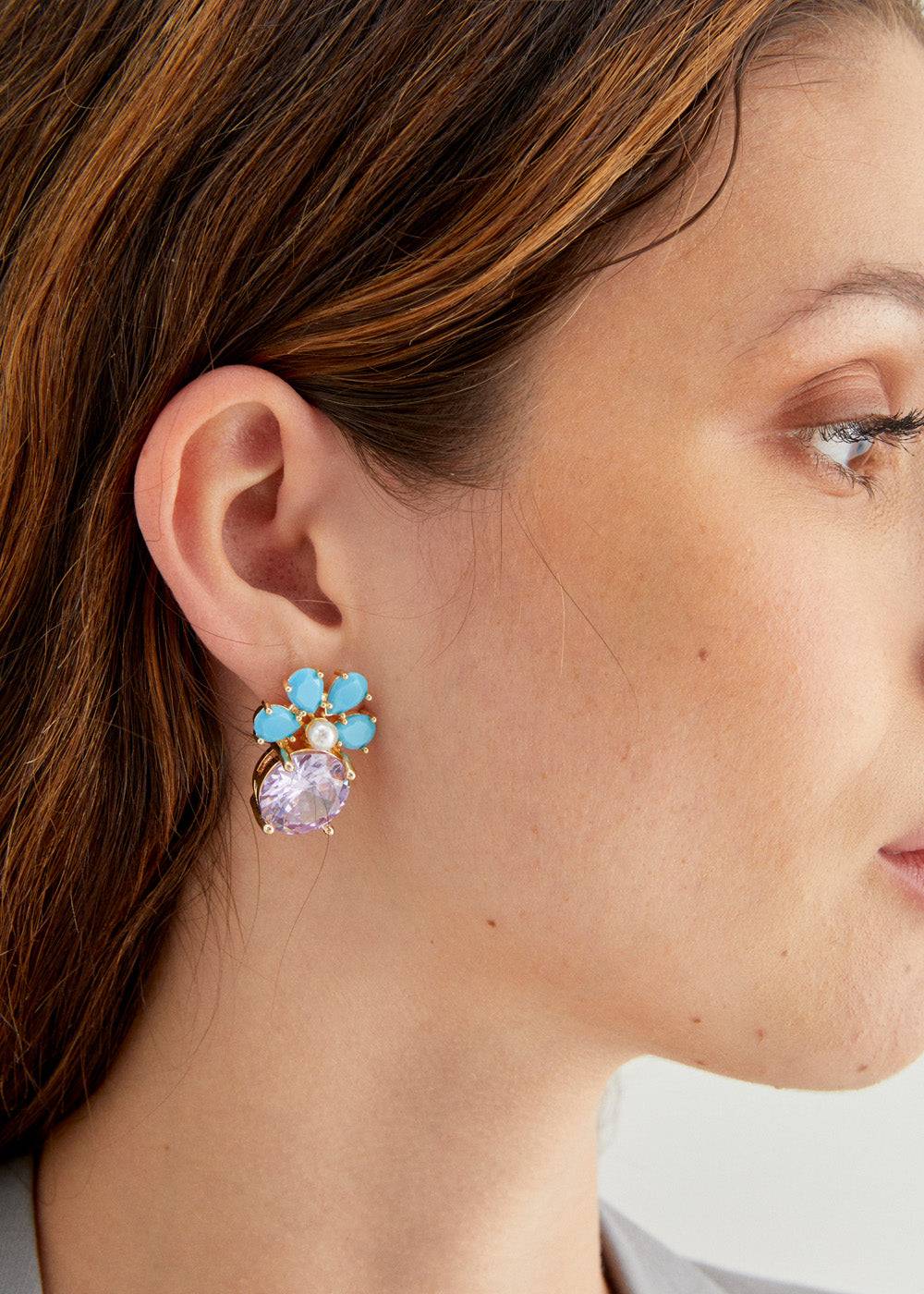 Nalí LADY EARRINGS 14KT GOLD PLAT. STONE + COLORS Shopping Online
