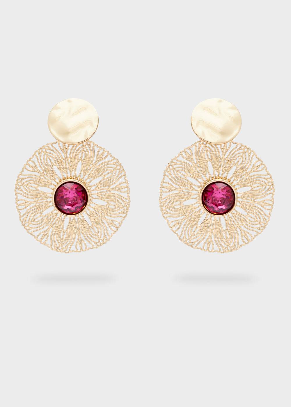 Nalí BLAKE ROUND EARRINGS W/ STONE + COLORS In Vendita