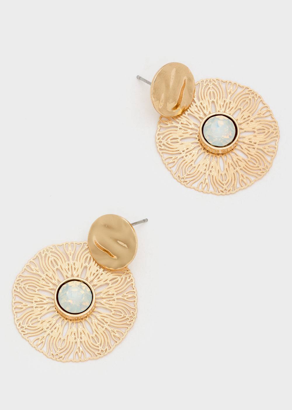 Nalí BLAKE ROUND EARRINGS W/ STONE + COLORS In Vendita