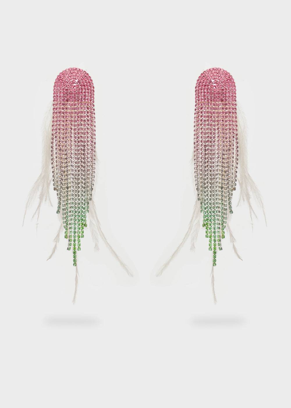Nalí SPARKLE EARRINGS W/ PLUMES+STONES + COLORS Saldi Di Fabbrica