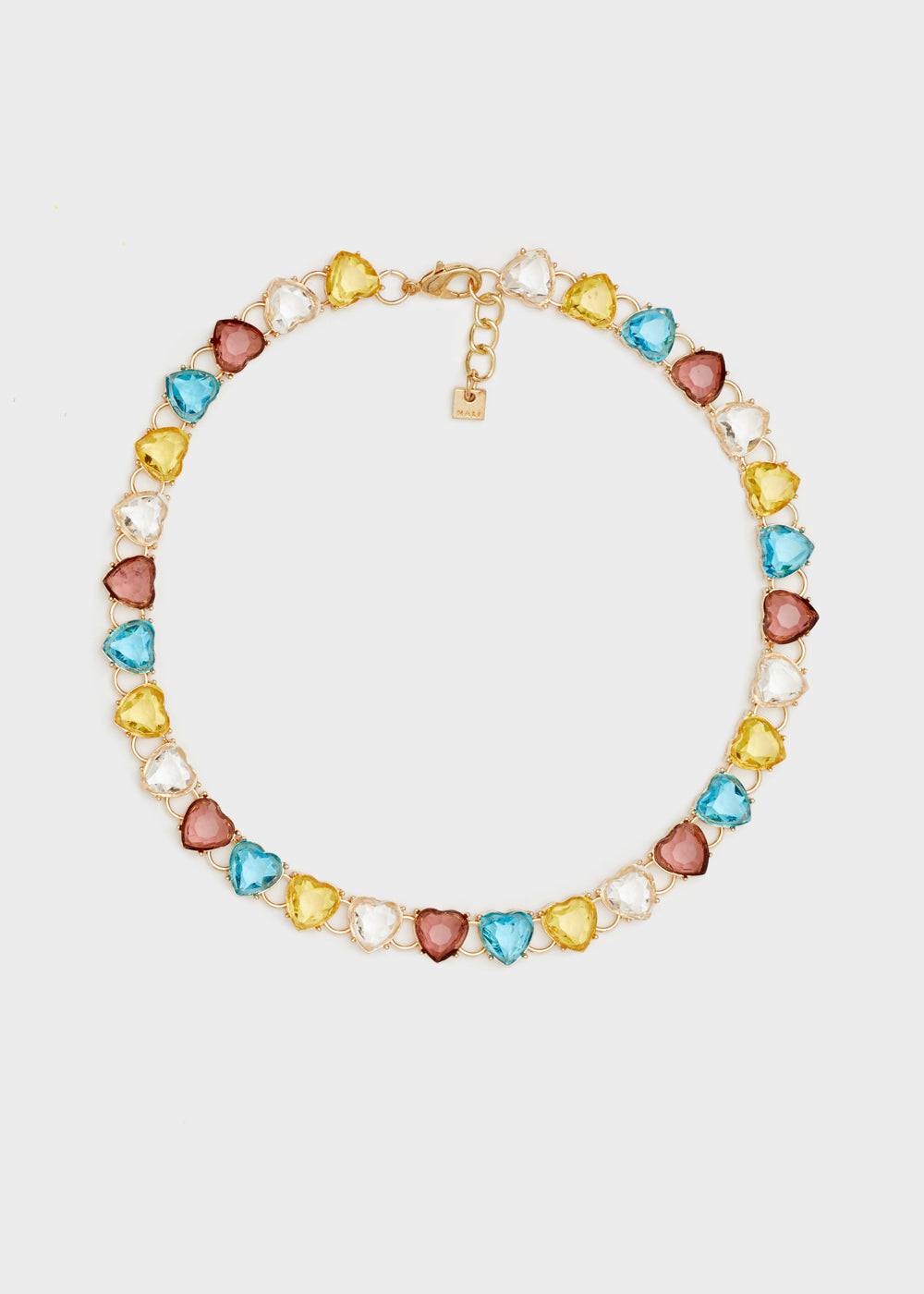 Nalí HEART NECKLACE W/ STONES + COLORS Nuova