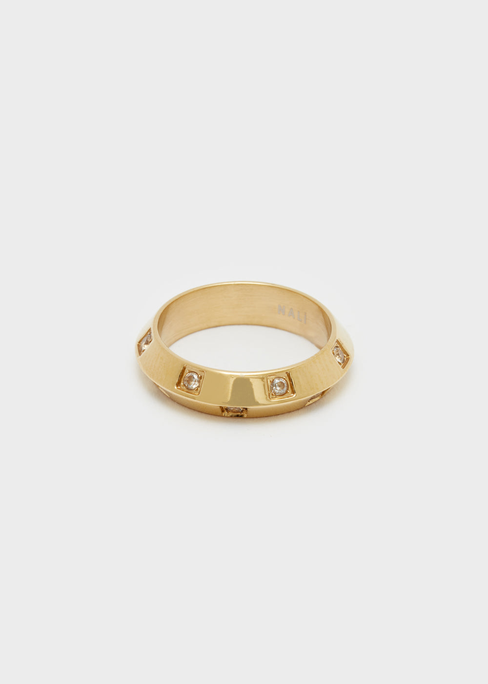 Nalí 14KT GOLD PLAT. S.STEEL RING W/ STONES In Linea