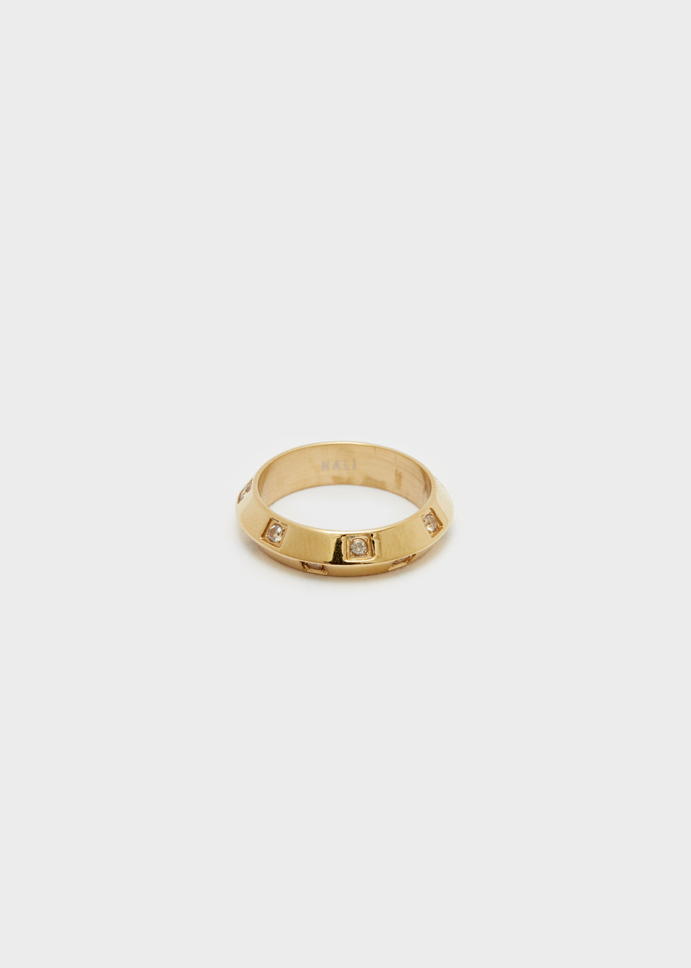 Nalí 14KT GOLD PLAT. S.STEEL RING W/ STONES In Linea