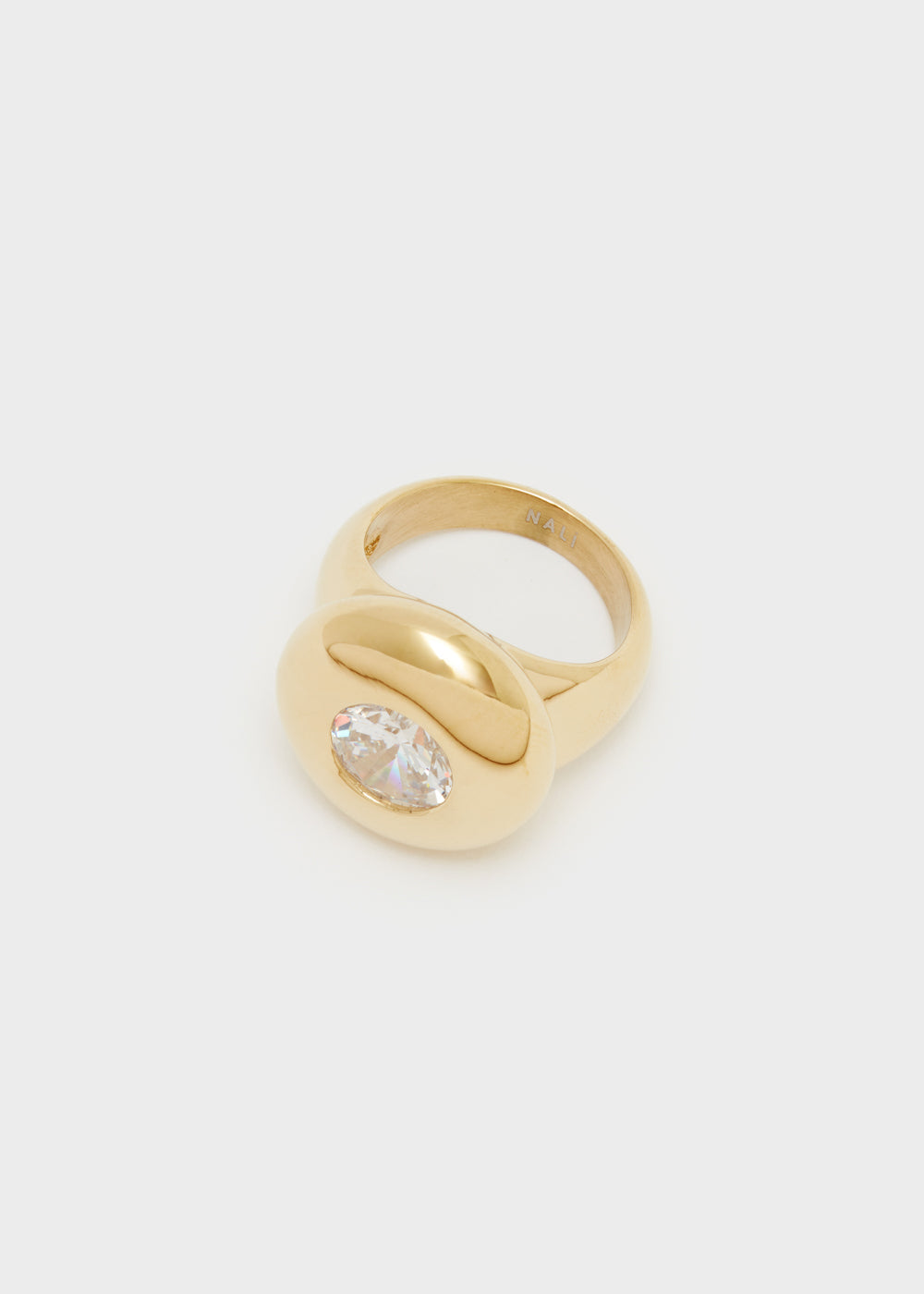 Nalí 14KT GOLD PLAT. S.STEEL ROUND RING Nuovo