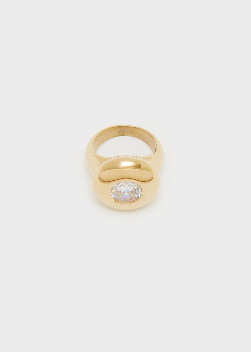 Nalí 14KT GOLD PLAT. S.STEEL ROUND RING Nuovo