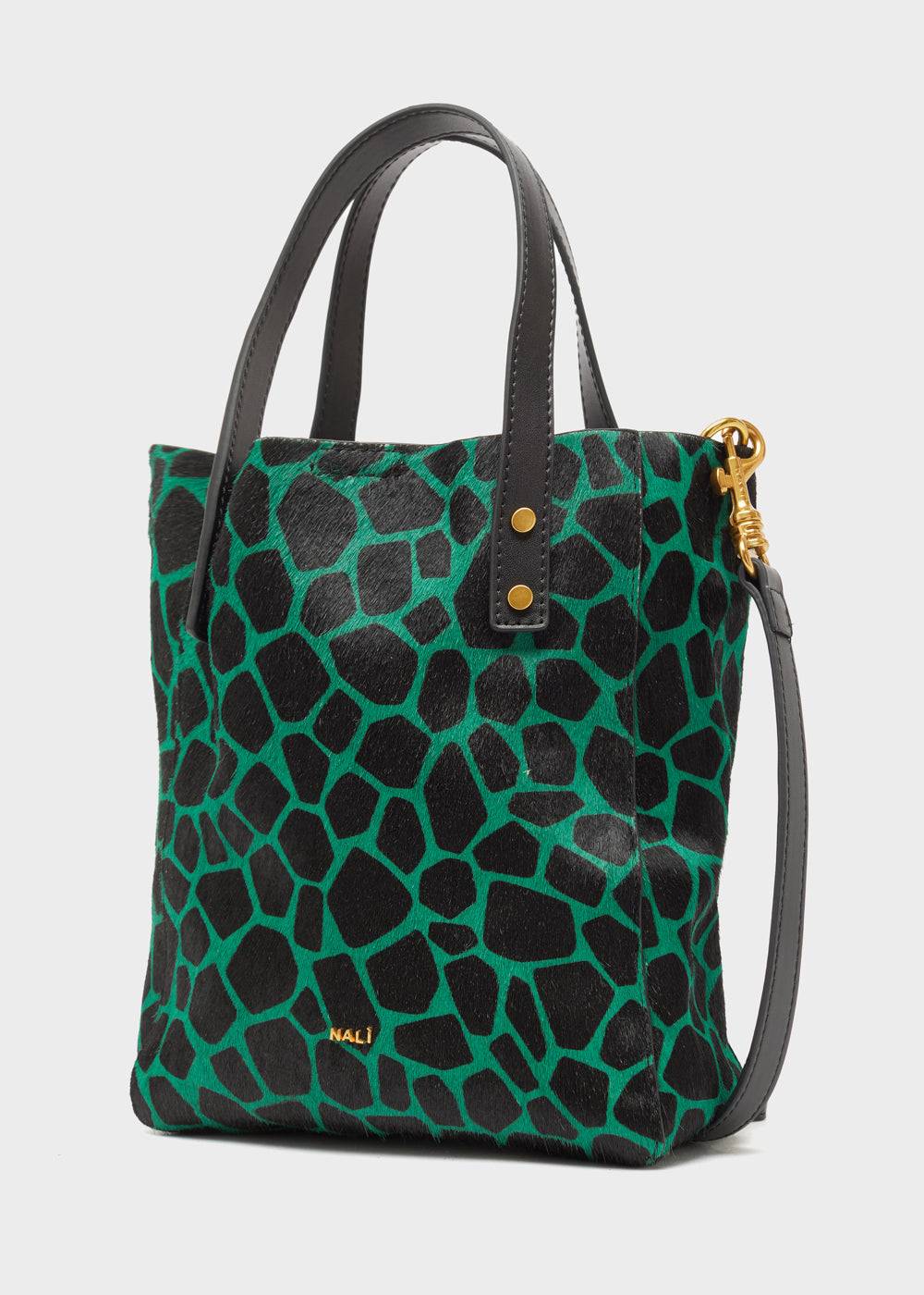 Nalí CHANTAL BAG IN REAL LEATHER GREEN GIRAFFE Vendita