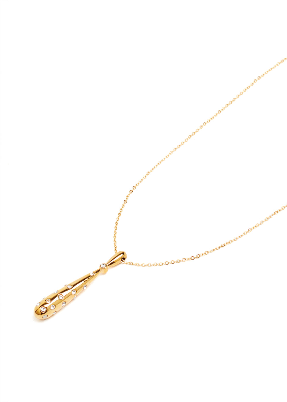 Nalí LONG GOLD NECKLACE W/ CRYSTALS STAIN. STEEL Spedizione Gratuita