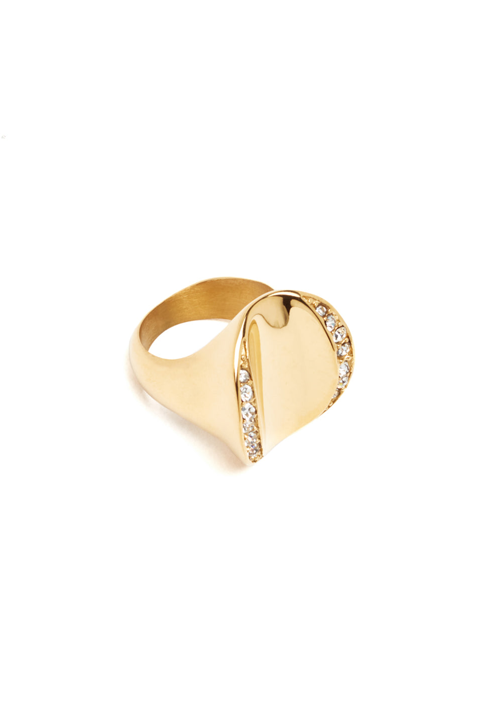 Nalí GOLD HOLLOW BAND RING W/ CRYSTALS STAIN. STEEL II Pezzi Unici