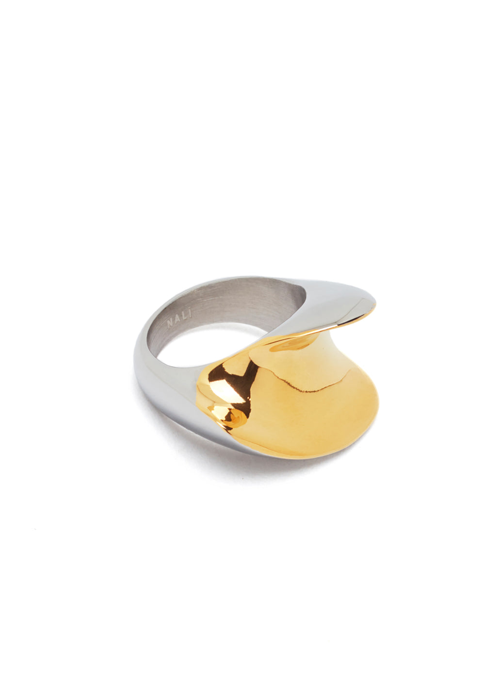 Nalí GOLD & SILVER HOLLOW BAND RING STAIN. STEEL Consegna Veloce