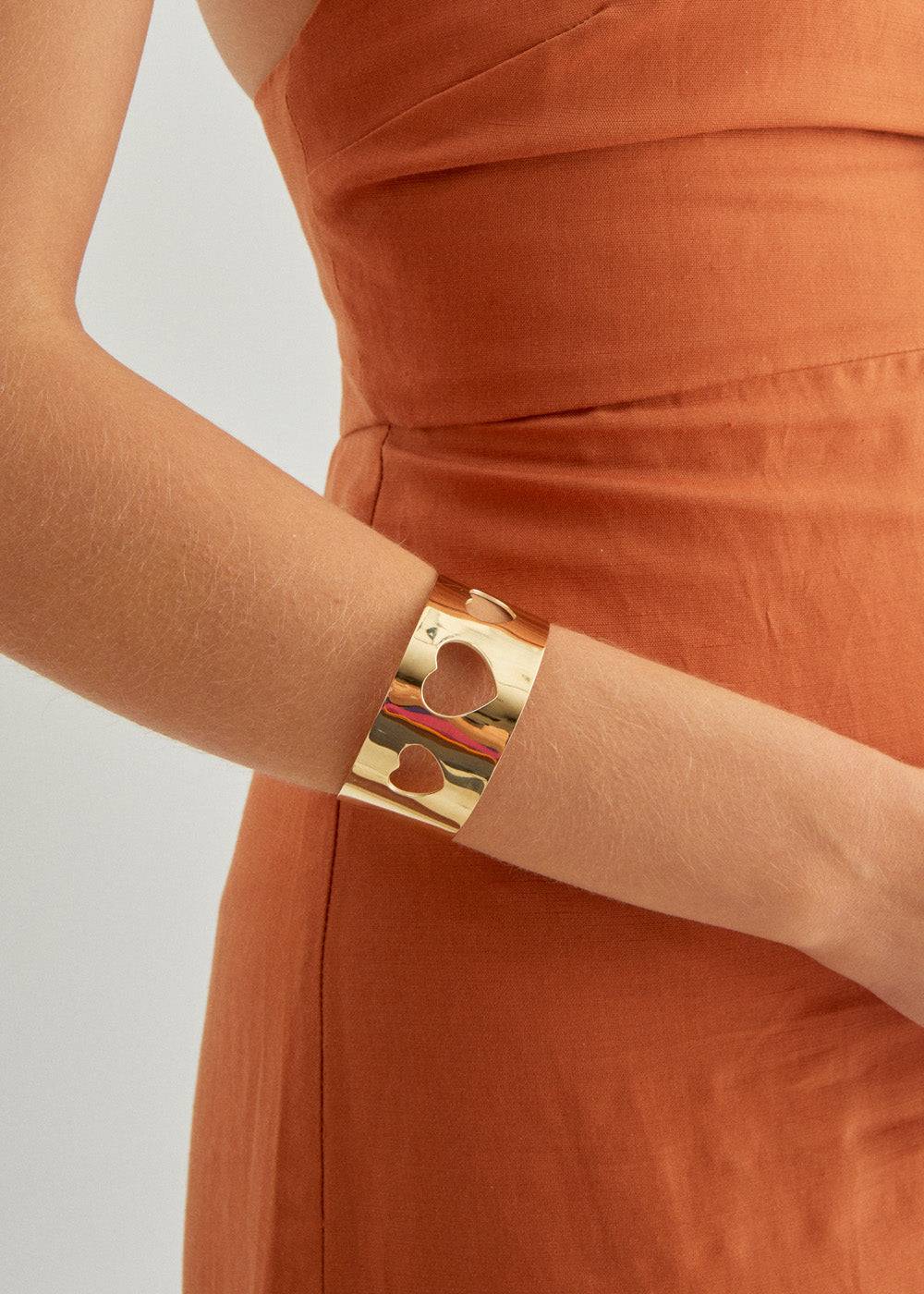 Nalí 14KT GOLD PLA. S. STEEL HEART BRACELET Offerta esclusiva