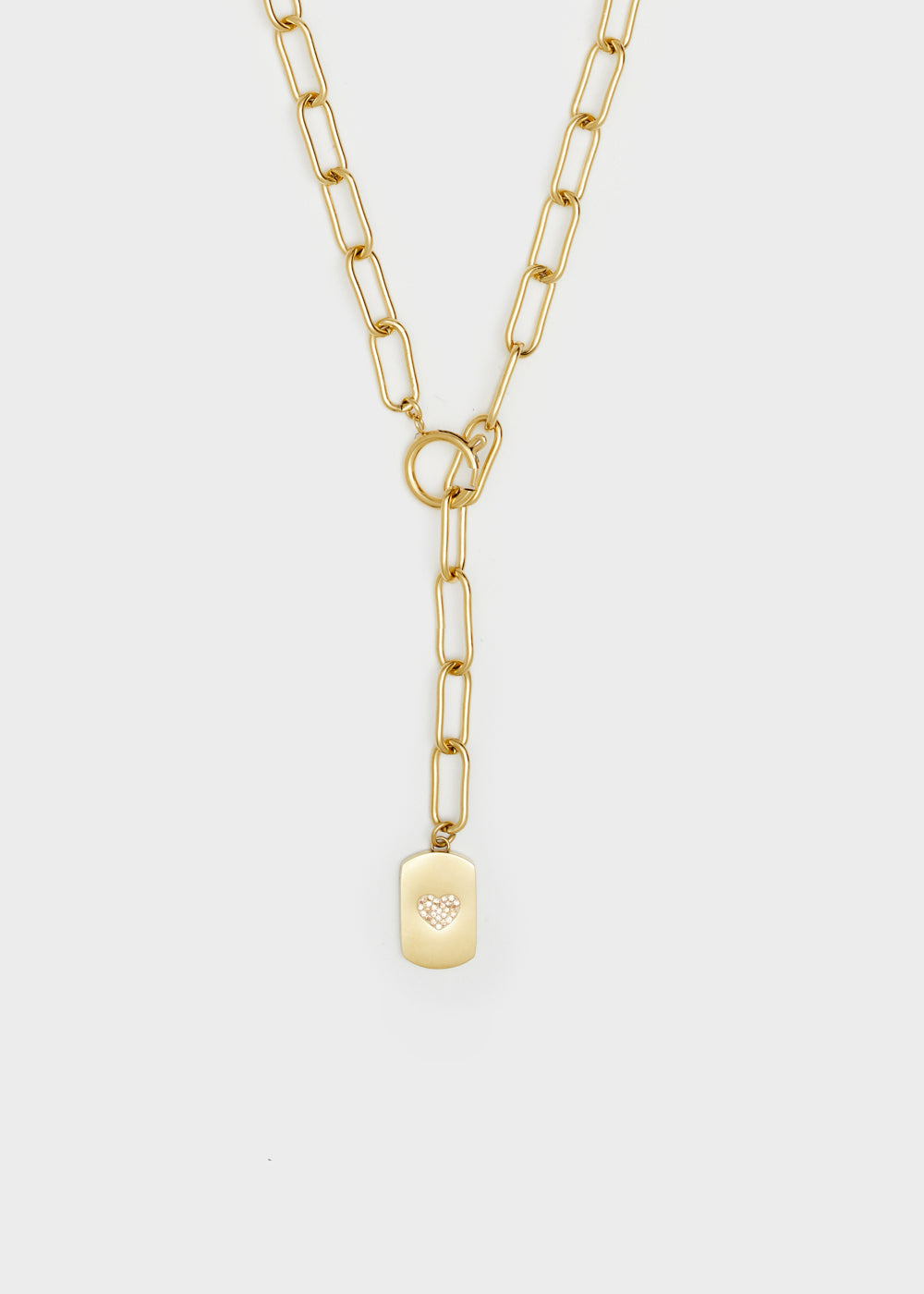 Nalí 14KT GOLD PLA. S. STEEL HEART TAG NECKLACE Sconto