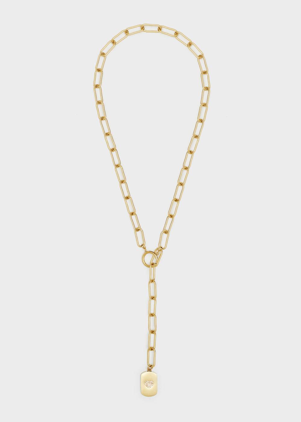 Nalí 14KT GOLD PLA. S. STEEL HEART TAG NECKLACE Sconto