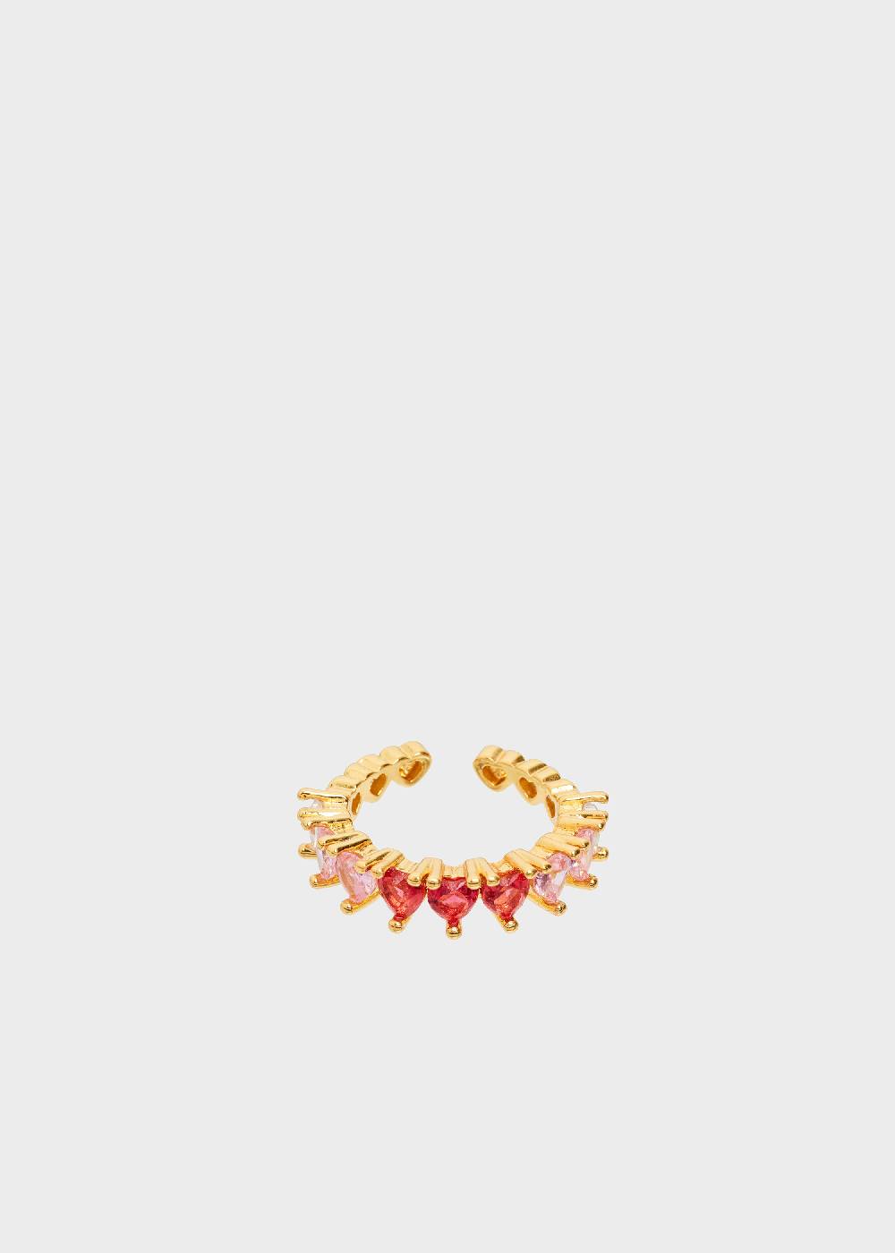 Nalí VANDA HEART RING WITH PINK ZIRCONS In Linea