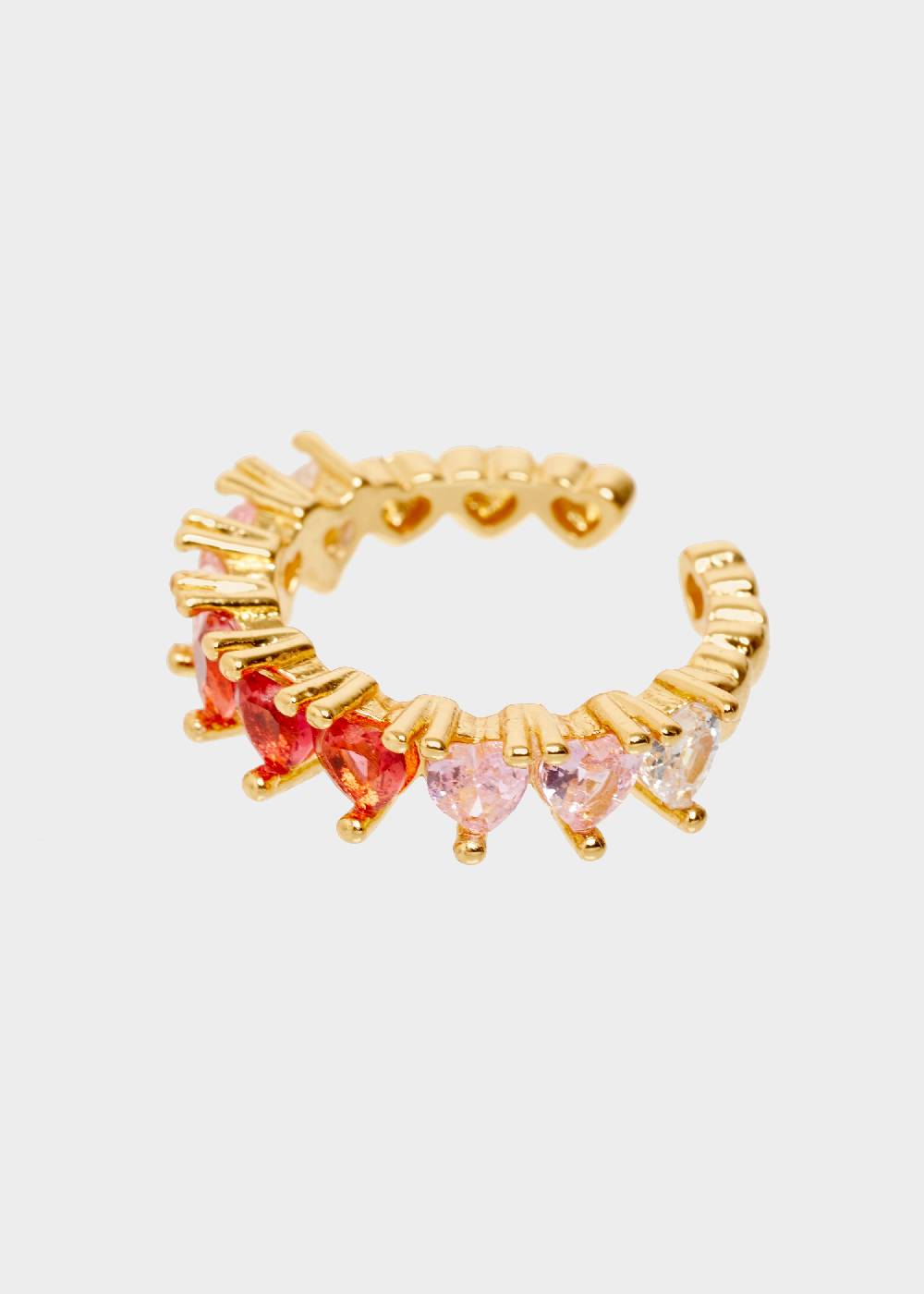 Nalí VANDA HEART RING WITH PINK ZIRCONS In Linea