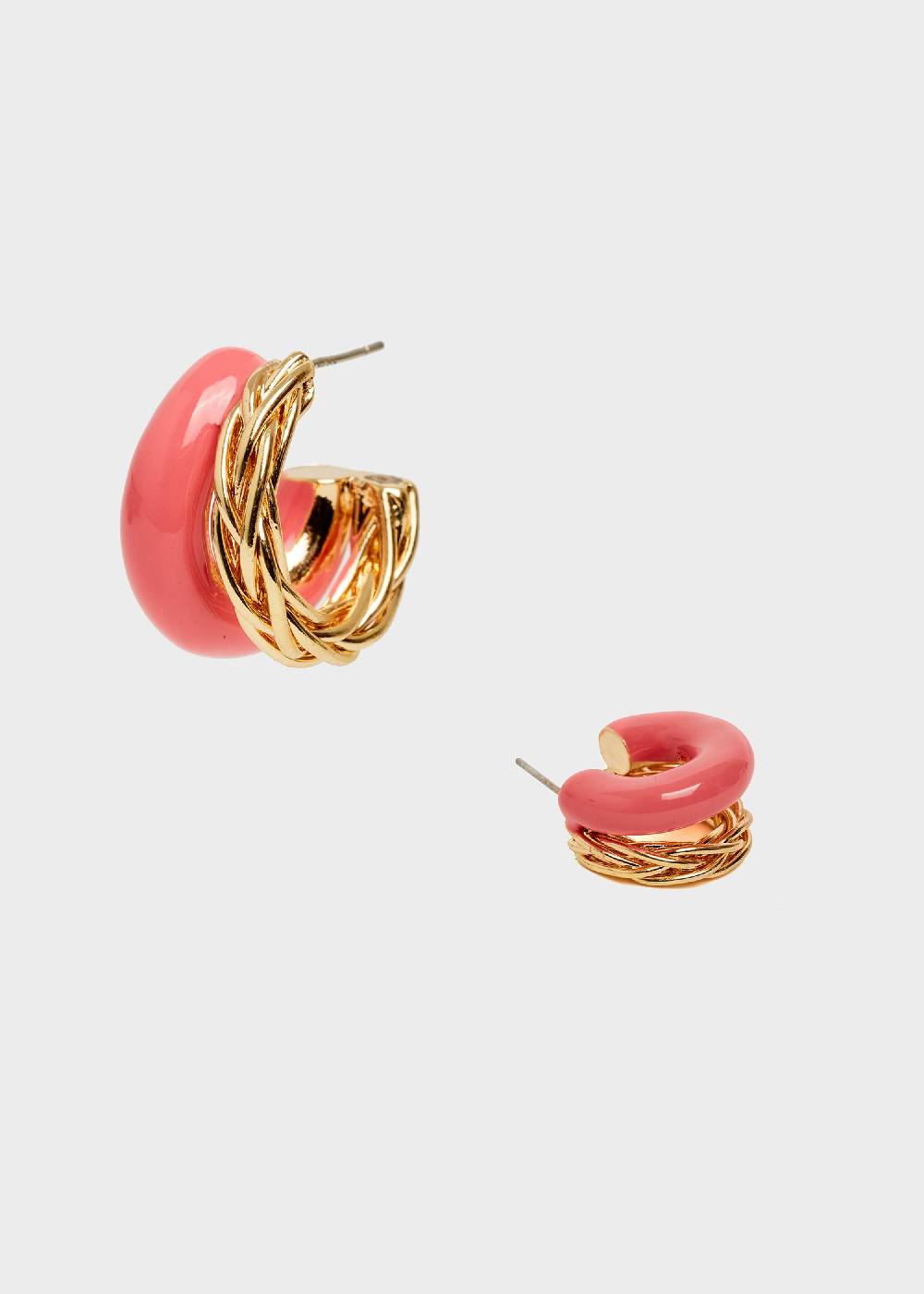 Nalí SIA DOUBLE HOOP EARRINGS ENAMEL ORANGE Vendita