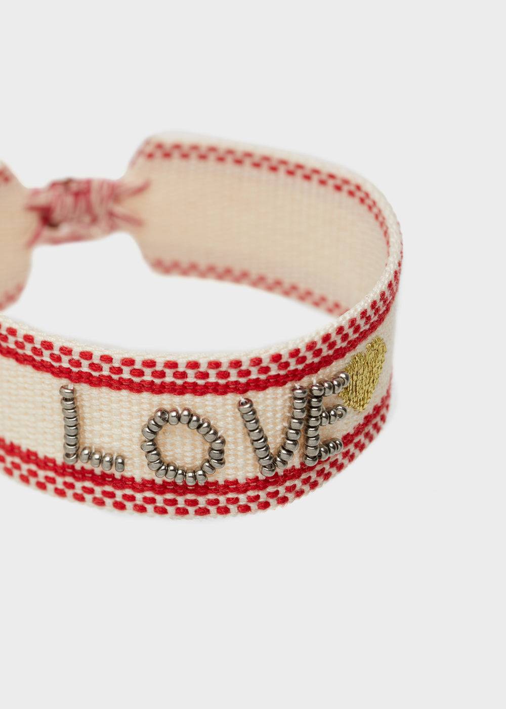 Nalí LOVE FABRIC BRACELET WITH BEADS BEIGE Pezzi Unici