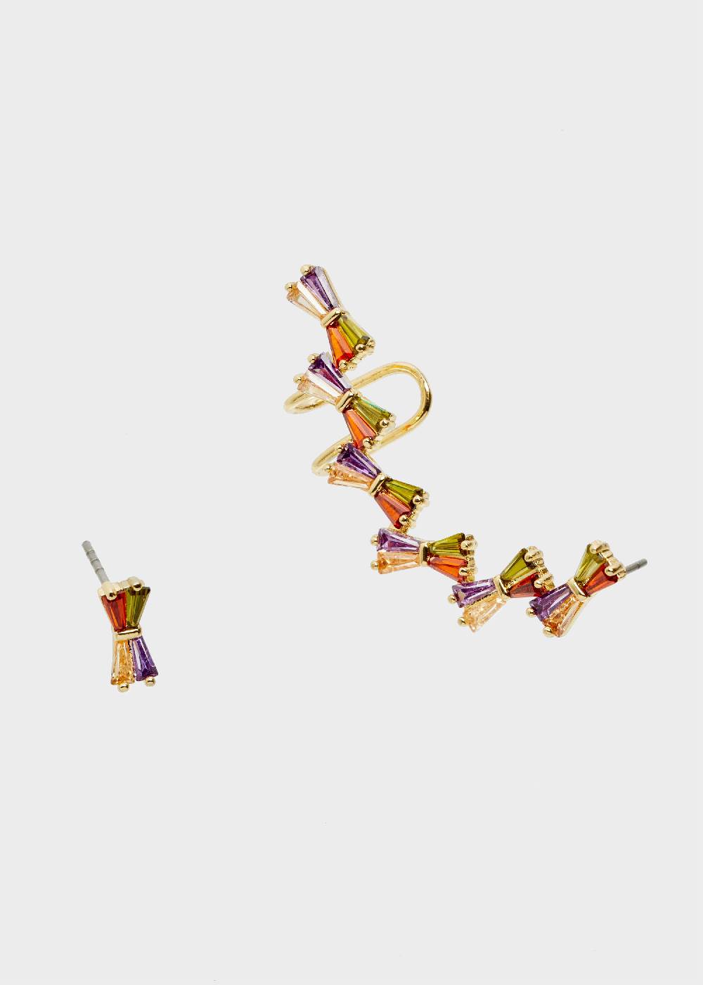 Nalí 14K GOLD PLATED FRAN BOW EARCUFF W/ ZIRCONS Negozi Online