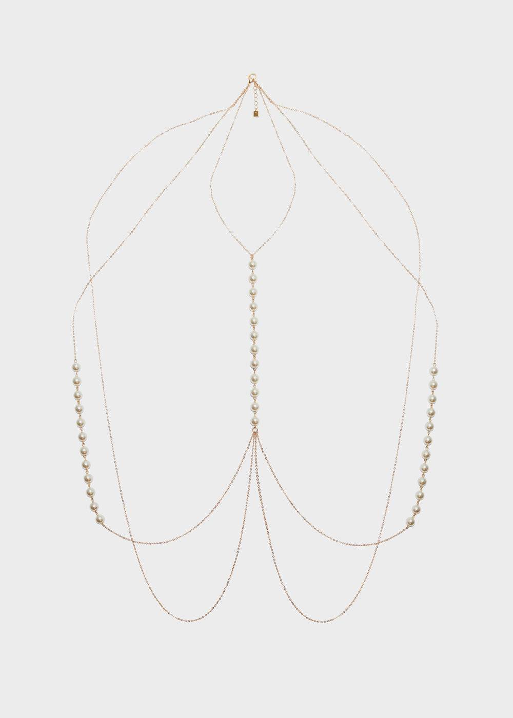 Nalí GOLD BODY CHAIN WITH WHITE PEARLS Promozione Limitata