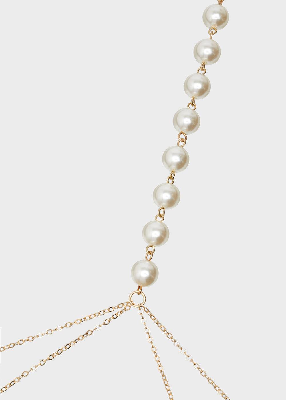 Nalí GOLD BODY CHAIN WITH WHITE PEARLS Promozione Limitata