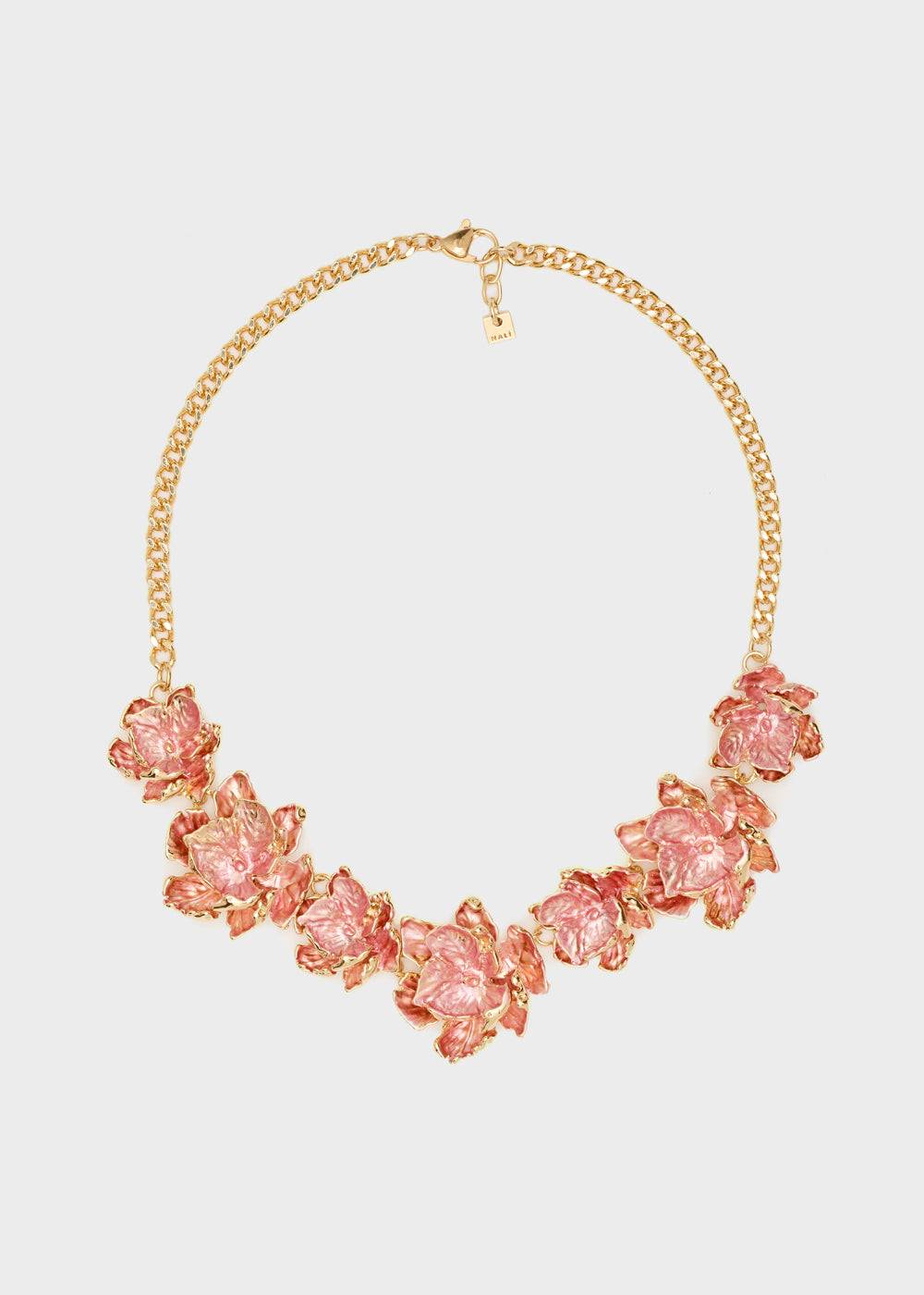 Nalí NECKLACE W/ ENAMEL SALMON FLOWERS/GOLD Sottocosto