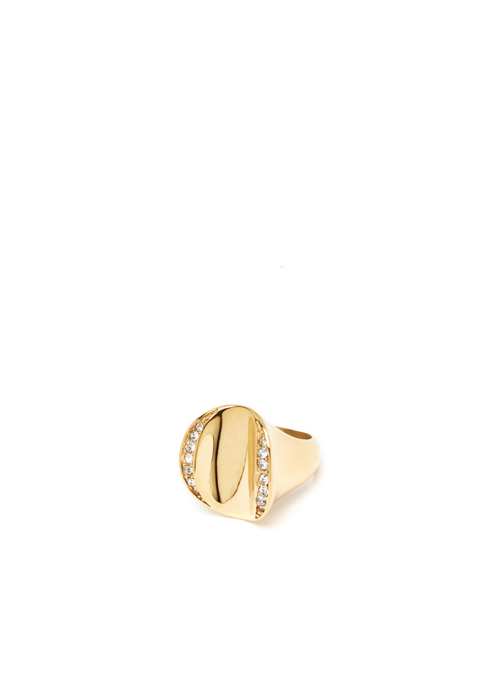 Nalí GOLD HOLLOW BAND RING W/ CRYSTALS STAIN. STEEL Novità