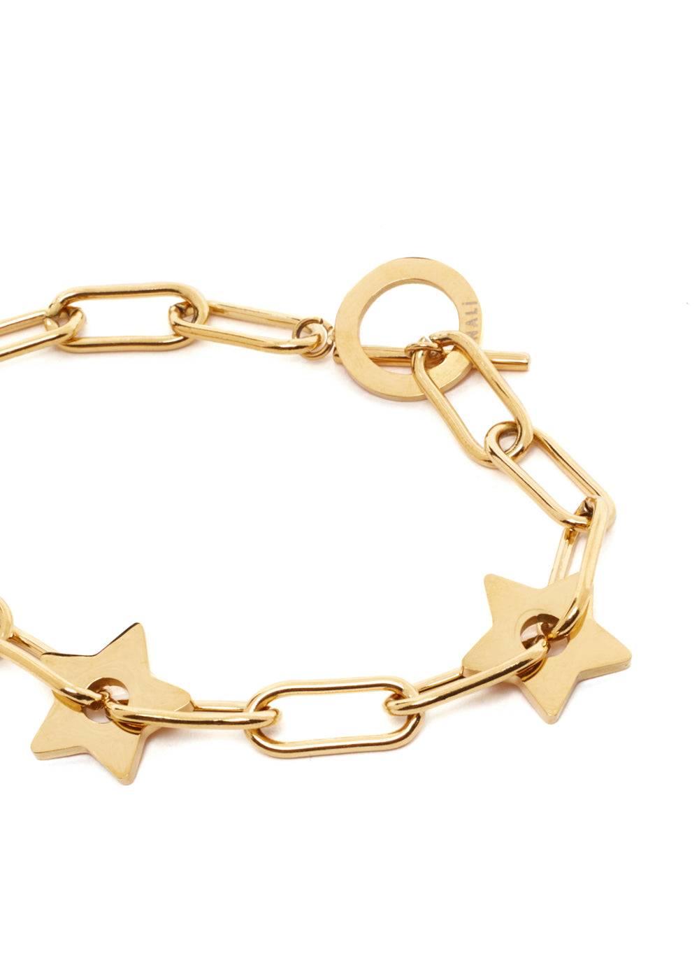 Nalí SILVI GOLD CHAIN STARS BRACELET STAIN. STEEL In Vendita