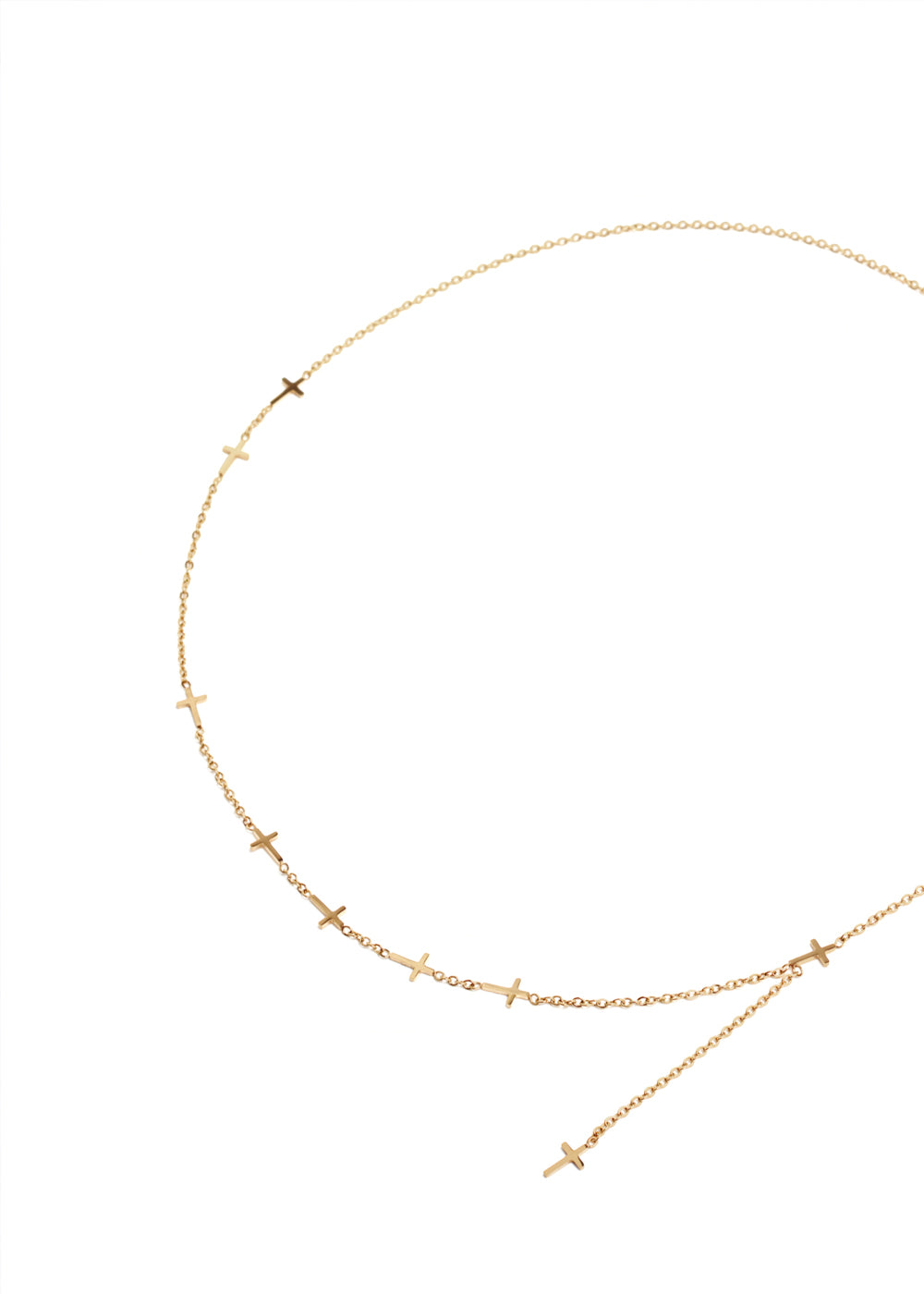 Nalí NECKLACE W/ CROSSES STAIN. STEEL. 18K GOLD PLATED Vendita Calda
