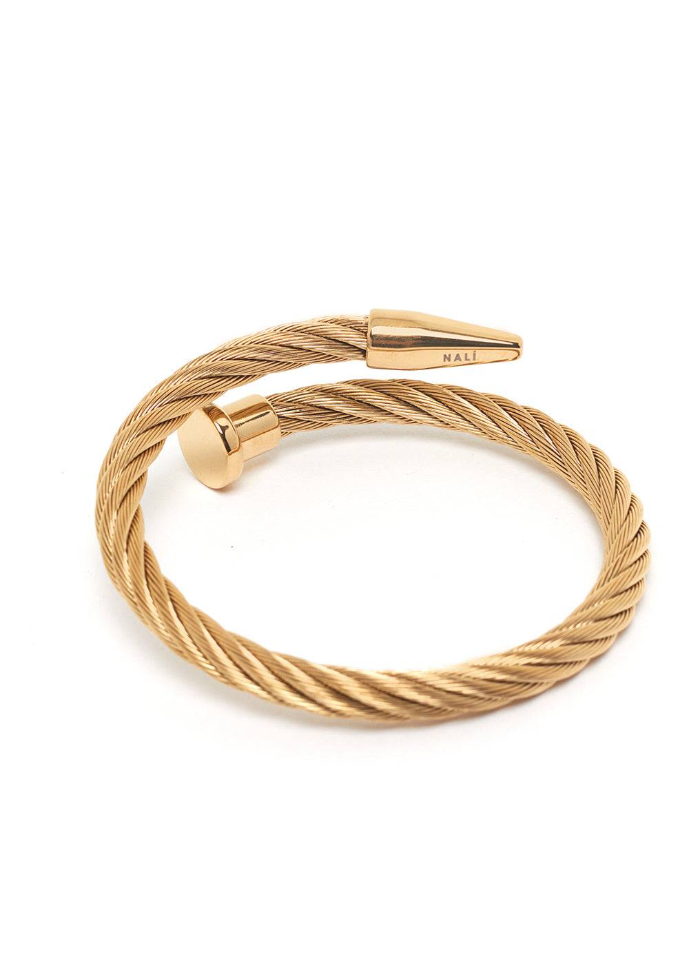 Nalí BRAIDED CUFF IN GOLD STAINLESS STEEL Saldi Di Fabbrica